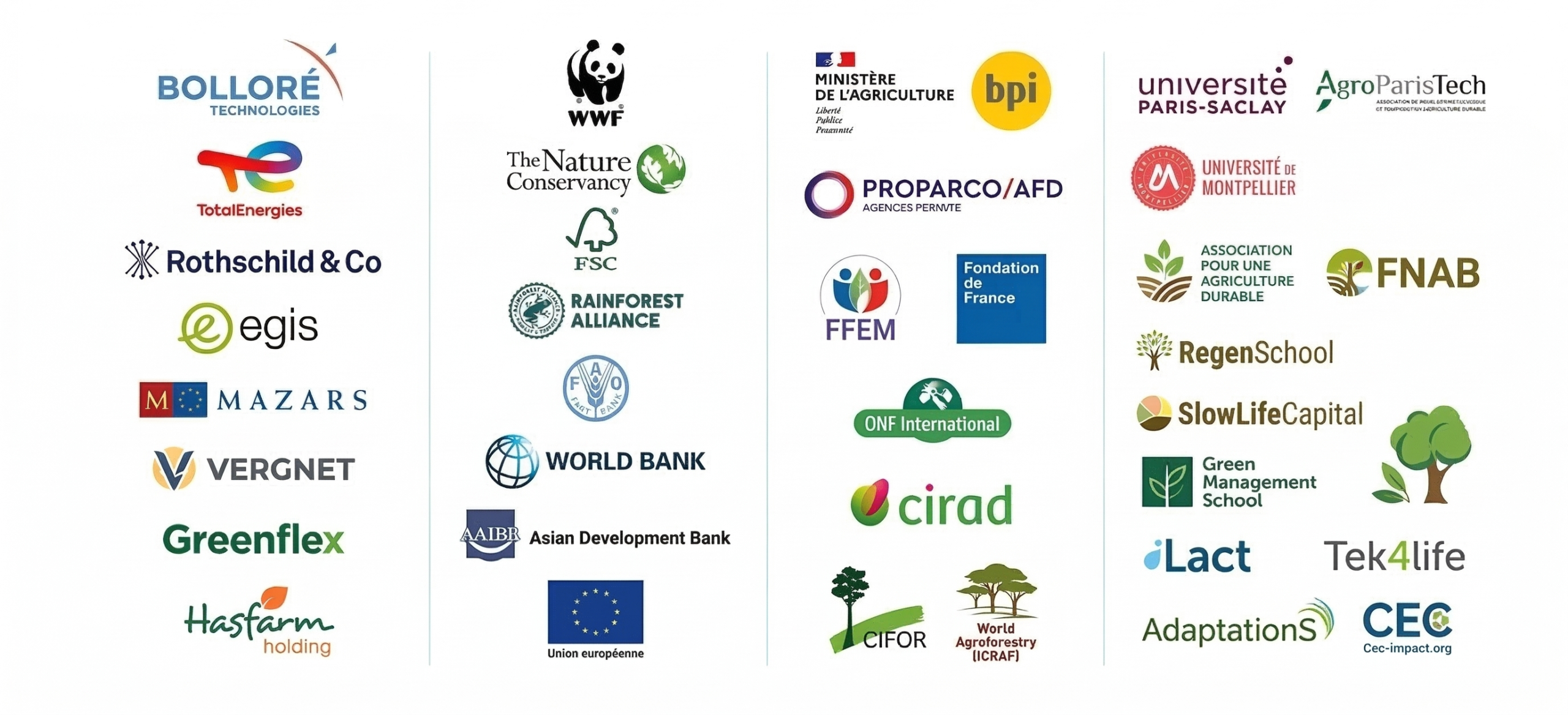 Logos partenaires — entreprises, ONG et institutions